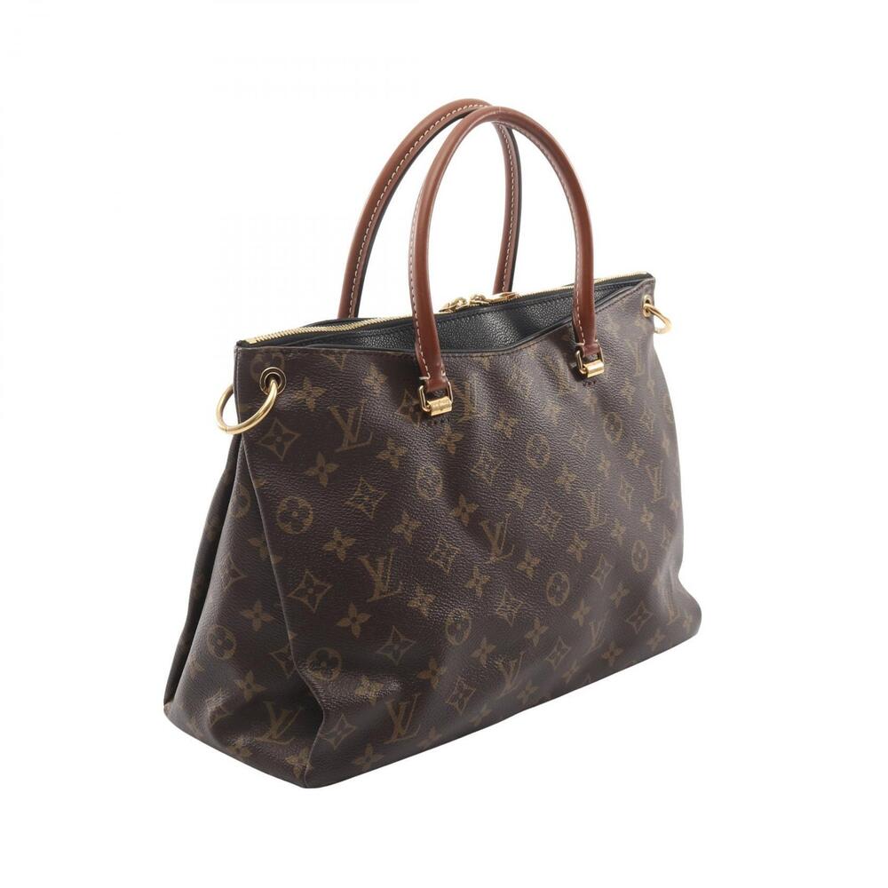 Louis Vuitton Pallas handbag canvas leather Monogram brown black